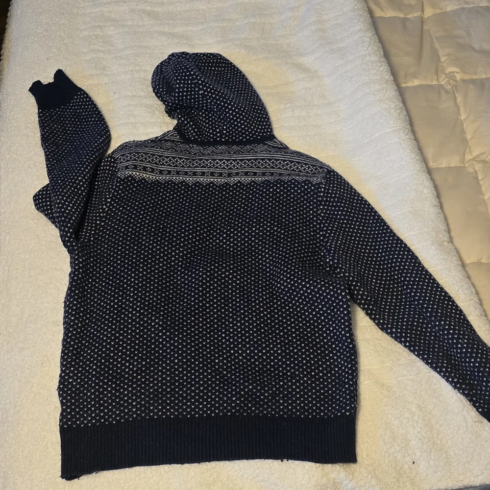 J Crew Mercantile Lambswool Blend FairIsle Hooded Sweater Size S/M (*Was Size L) - Picture 4 of 13